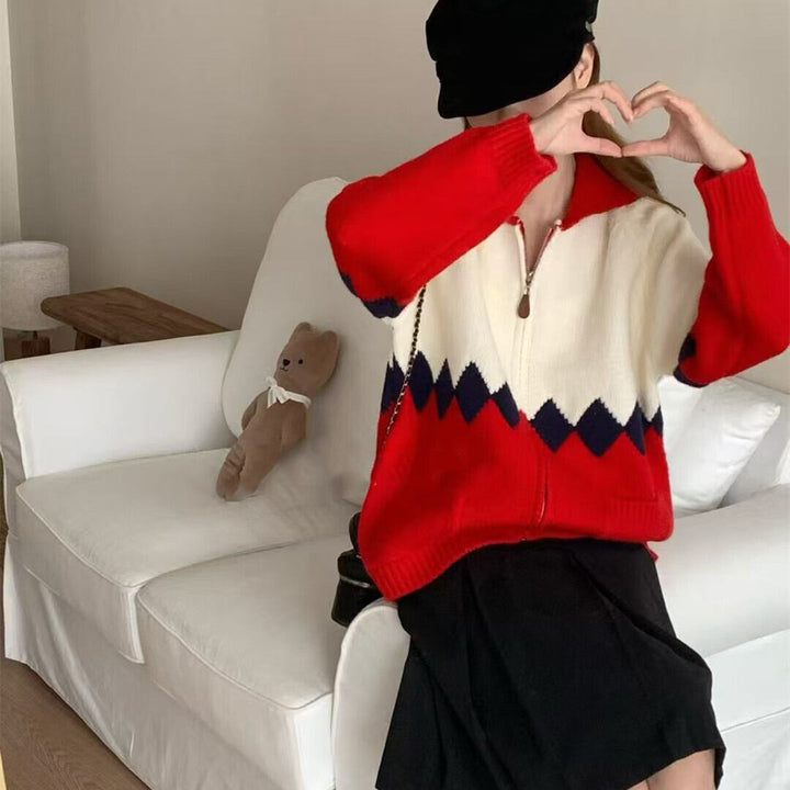 【outer】ファスナーニットカーデ　M29048