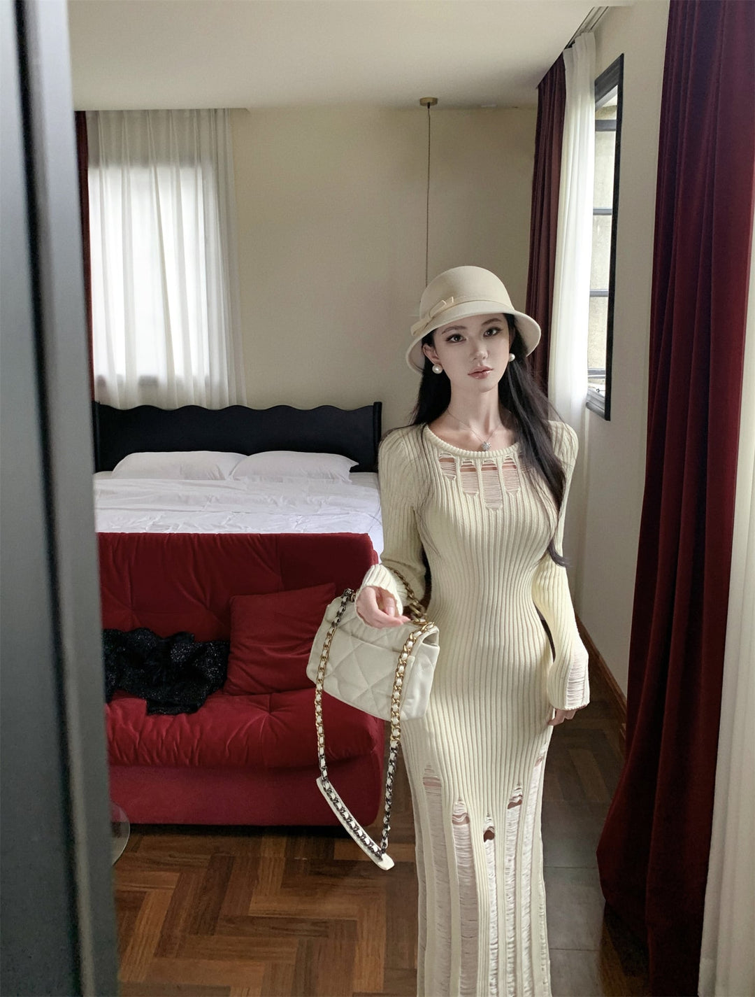 【dress】マーメイドニットワンピース　M26635
