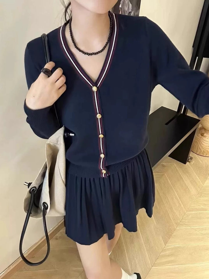【set】ニットカーデ×スカートセット　M26871