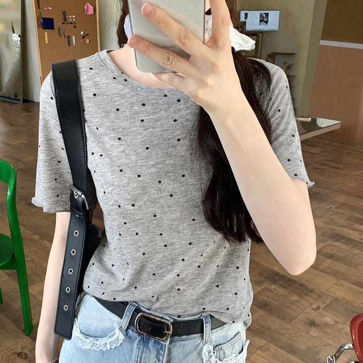 【tops】ドット柄Tシャツ　M24822