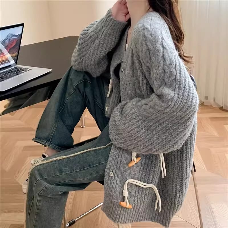 【outer】クルーネックニットカーデ　M18387