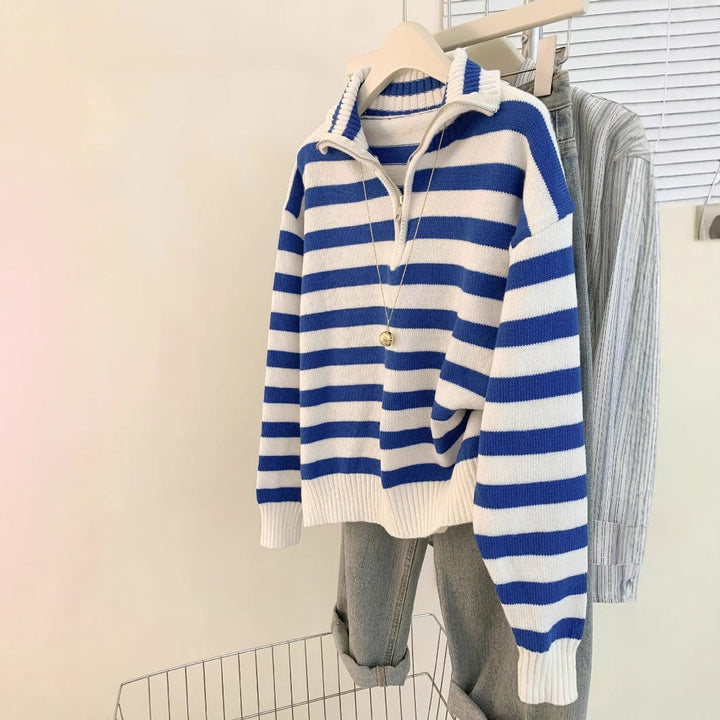 【tops】ボーダー柄ニットセーター　M29214