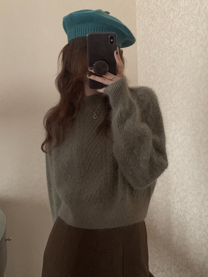 【tops】クルーネックニットセーター　M18167