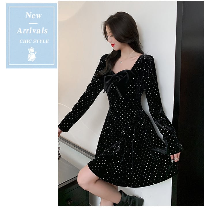 【dress】人気上昇中 chicリボン付きデートワンピース　M17314