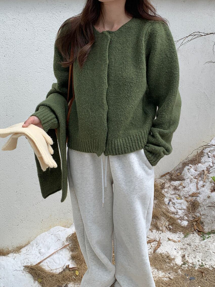 【outer】ニットカーデマフラー付き　M27669