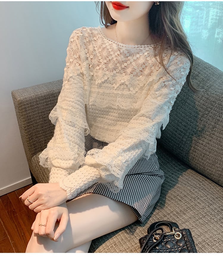 【tops】レースドッキングフリルトップス　M18402