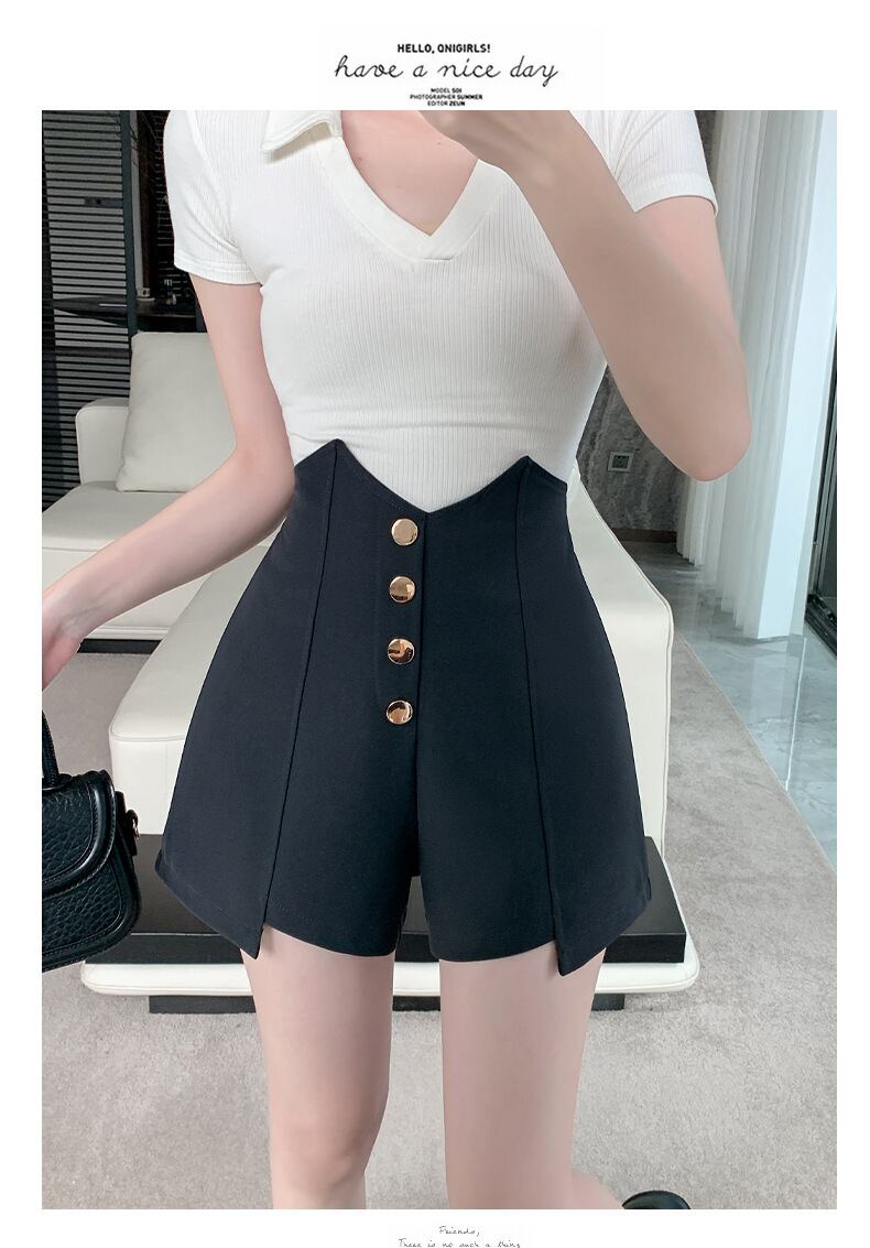 【bottoms】ハイウエストショートパンツ　M29466