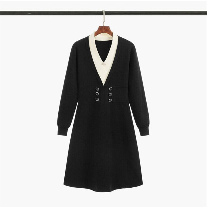 【dress】Vネックニットワンピース　M28423