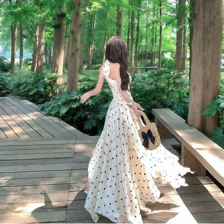 【dress】ホルターネックドット柄ワンピース　M32167