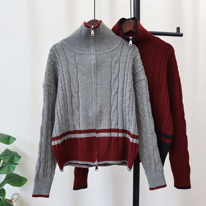 【outer】ファスナーニットカーデ　M27907