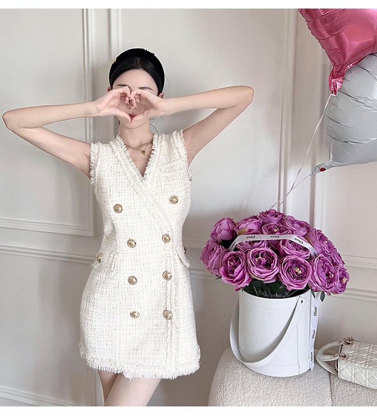 【dress】気質溢れる エレガントノースリーブワンピース　M17190