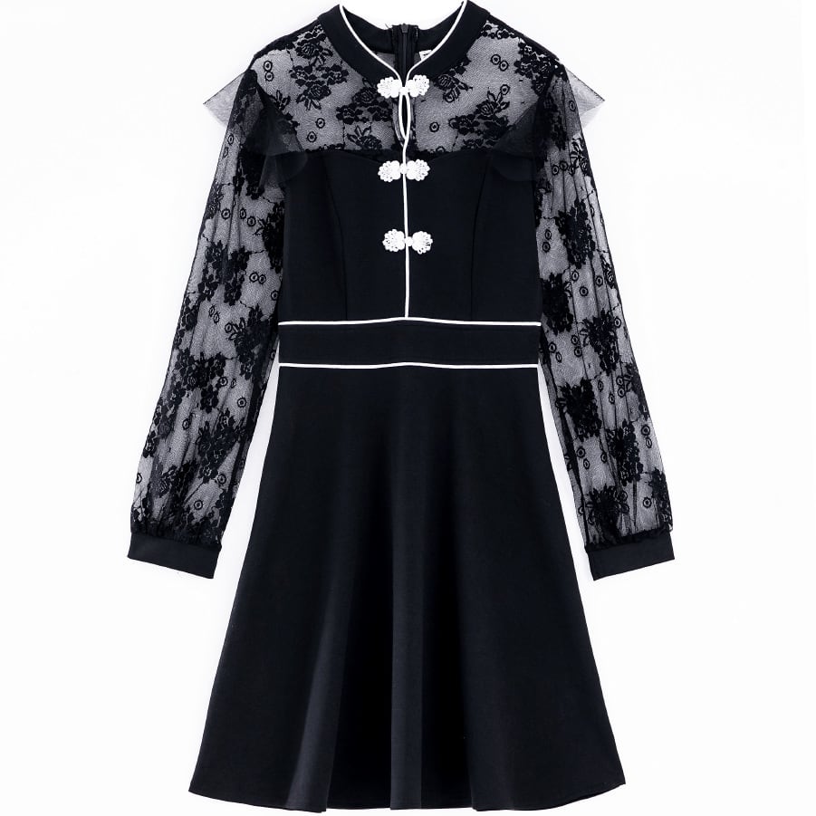 【dress】 ファッションレース切り替えデートワンピース　M17426