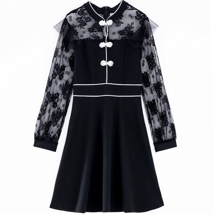 【dress】 ファッションレース切り替えデートワンピース　M17426