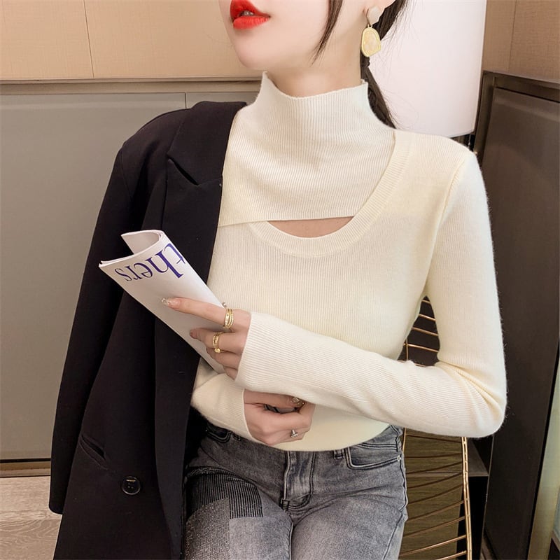【tops】カットワークニットトップス　M18236