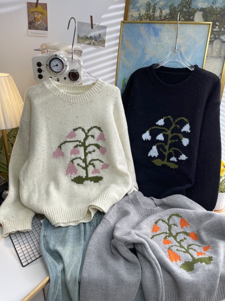 【tops】ジャカードニットセーター　M26612