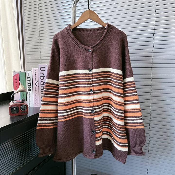 【outer】ボーダー柄ニットカーデ　M26494