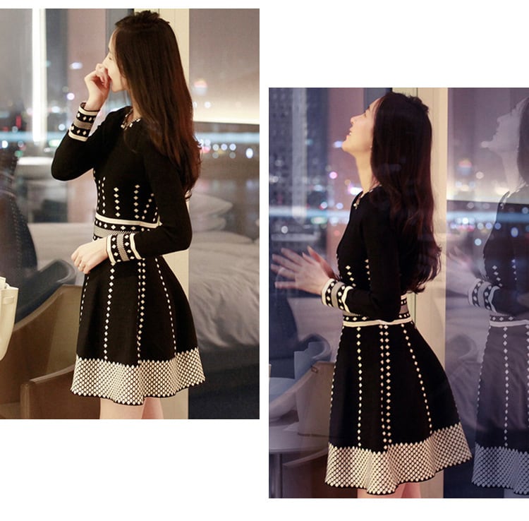 【dress】クルーネックニットワンピース　M17930