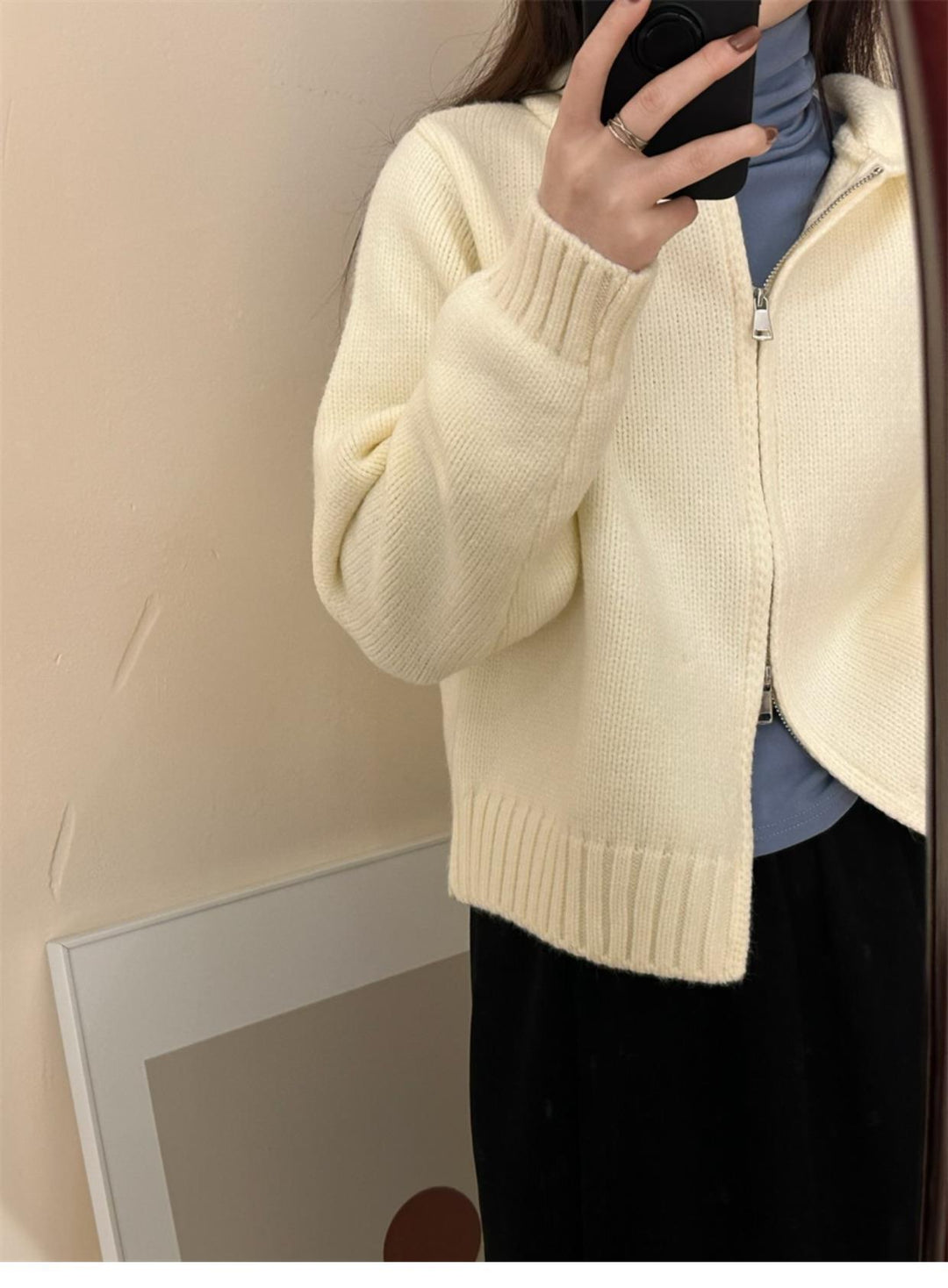 【outer】フード付きニットカーデ　M28652