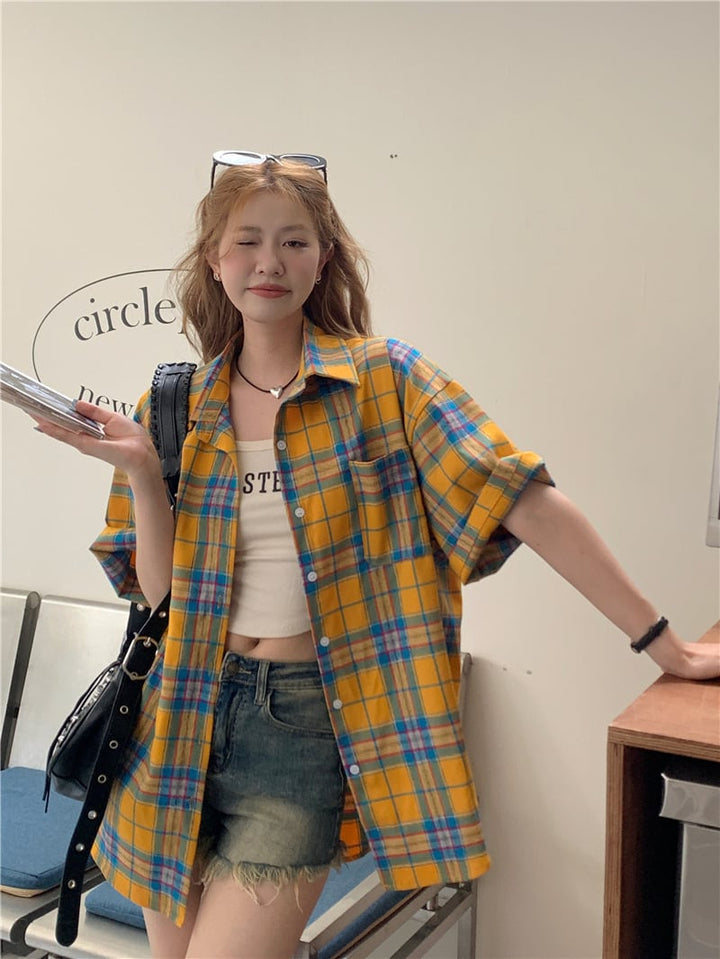【tops】チェック柄シャツトップス　M25267