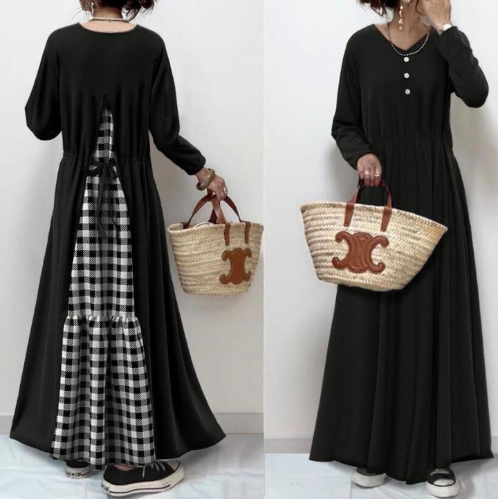 【dress】チェック柄切り替えワンピース　M26828