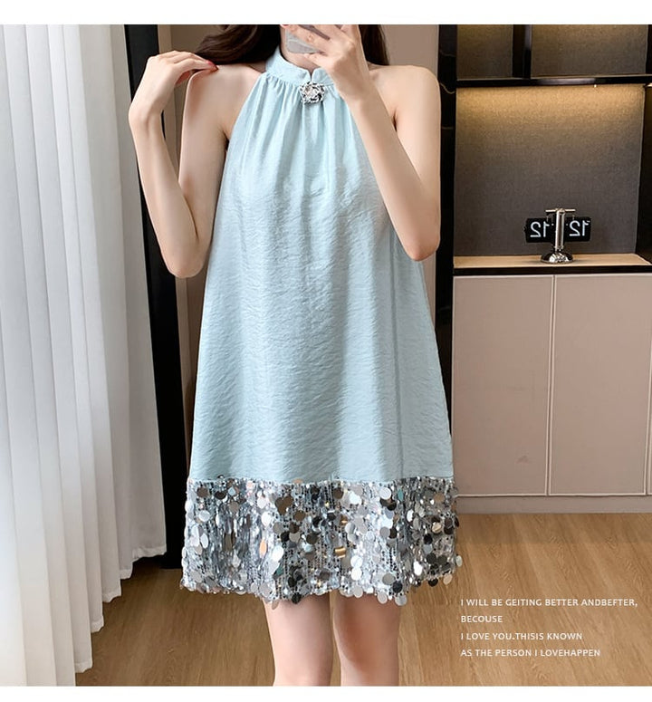 【dress】キラキラノースリーブワンピース　M24338