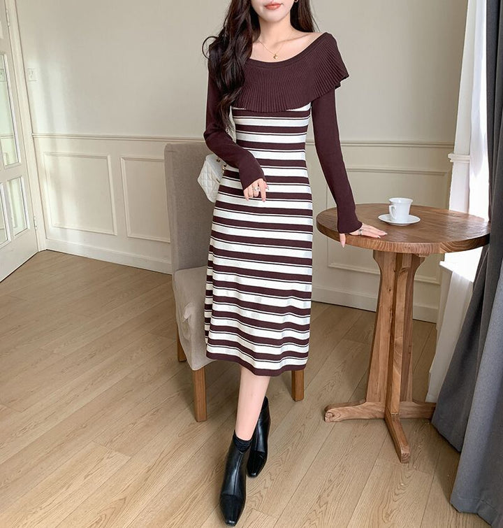 【dress】ボーダー柄ニットワンピース　M18815