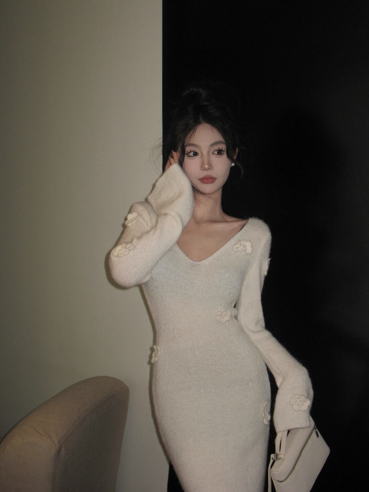 【dress】Vネックニットワンピース　M27999