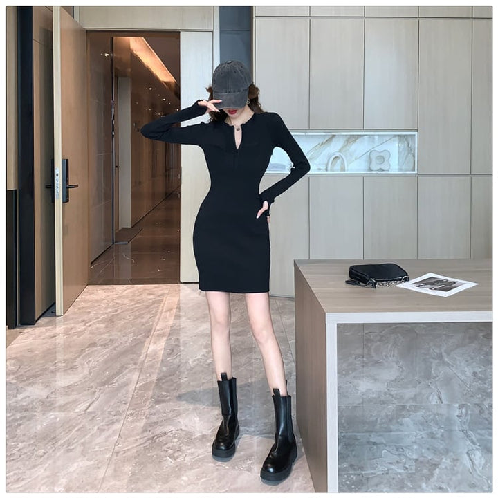 【dress】ファスナーニットワンピース　M18187