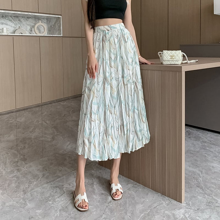 【bottoms】話題沸騰中 オシャレプリーツ花柄スカート　M17036