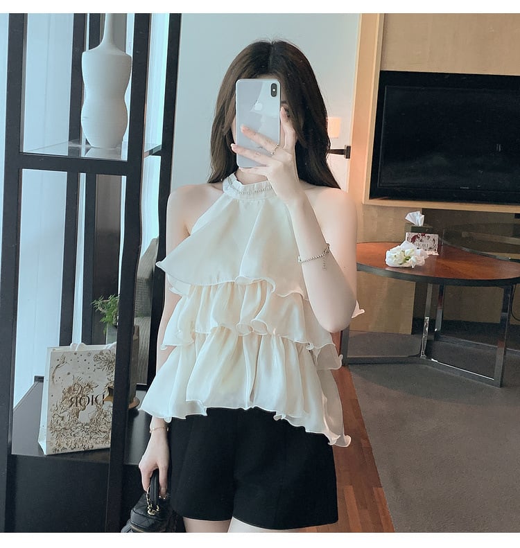 【tops】存在感 スウィートオシャレノースリーブトップス　M16751