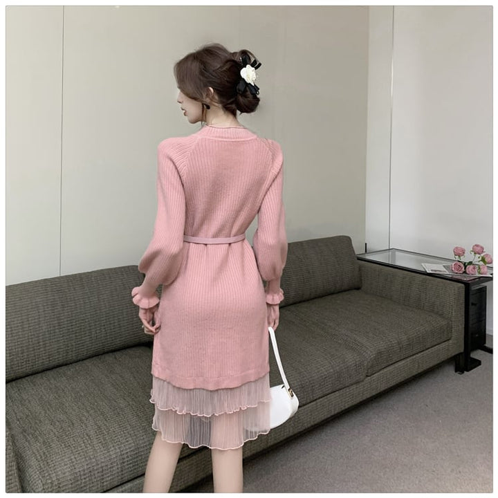 【dress】ドッキングニットワンピース　M18136