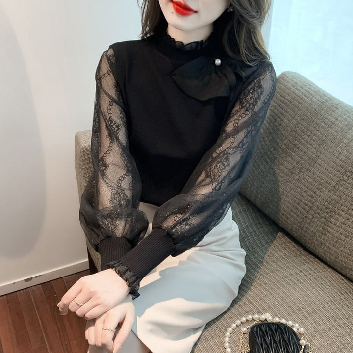 【tops】チュールドッキングニットトップス　M27139
