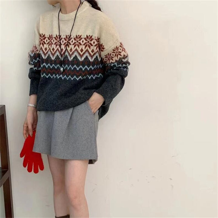 【tops】ジャカードニットセーター　M27137