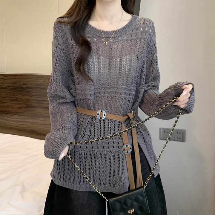 【tops】透かしニットトップス Q8304