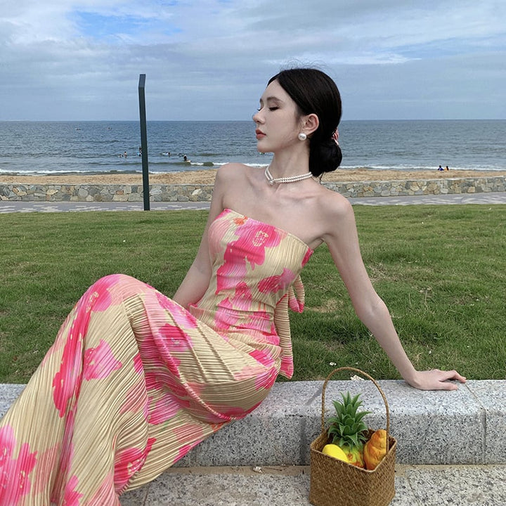 【dress】ベアトッププリントワンピース　M25004