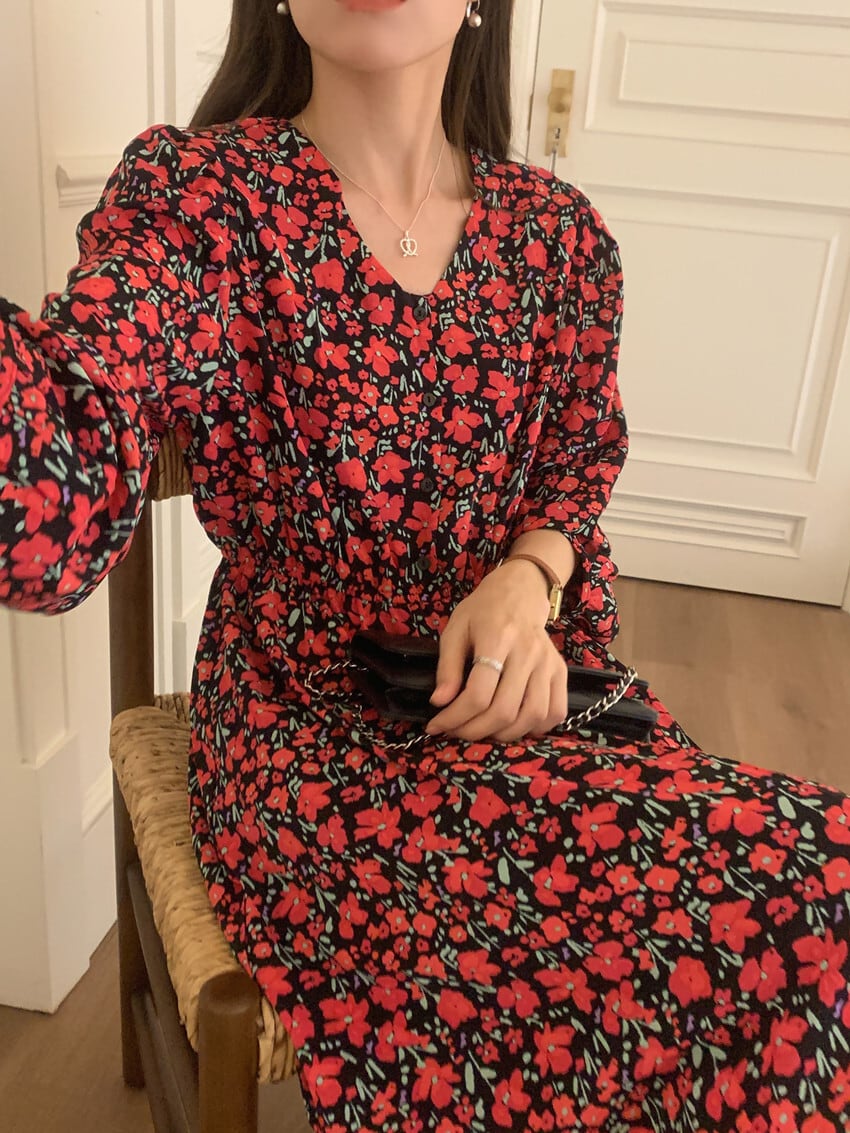 【dress】花柄ワンピース　M25685