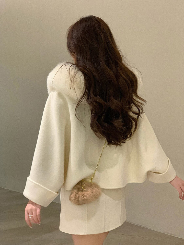 【set】ファー付きショートコート×キャミワンピースセット　N2083
