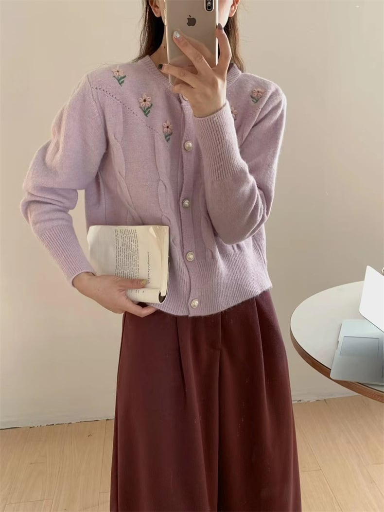 【outer】刺繍ニットカーデ　M25976