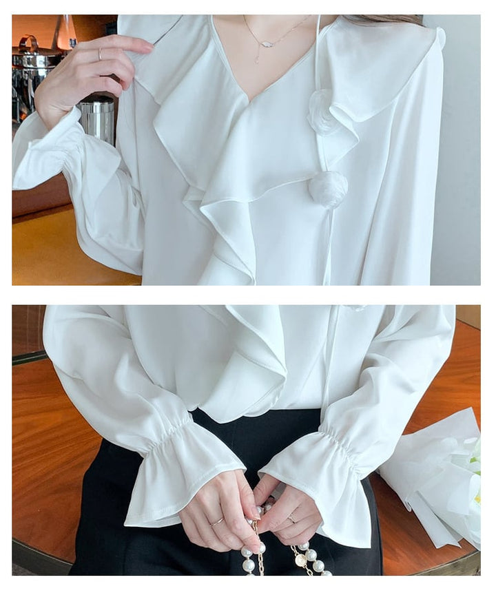 【tops】フリルシャツトップス　M25769