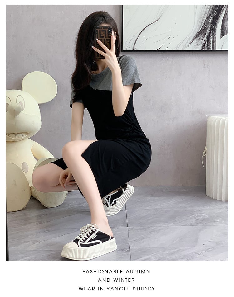 【dress】目立つ！カジュアルTシャツワンピースゆったり　M17225