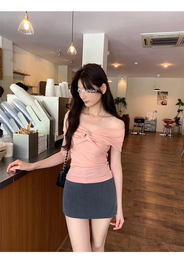 【tops】ボートネックTシャツ　M24877