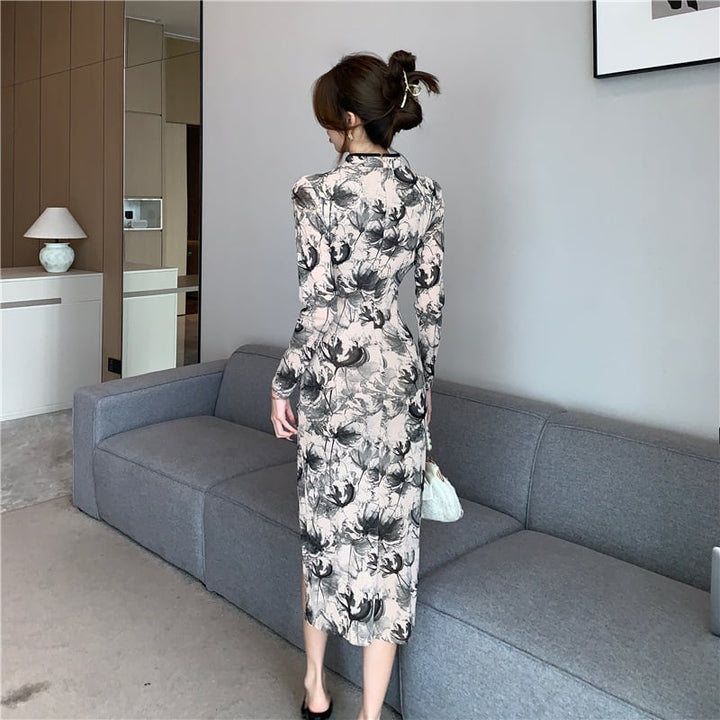 【dress】女子力アップエレガントスリットワンピース　M17414