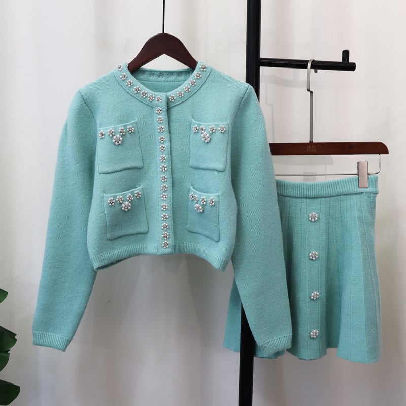 【set】ニットカーデ×スカートセット　M26848