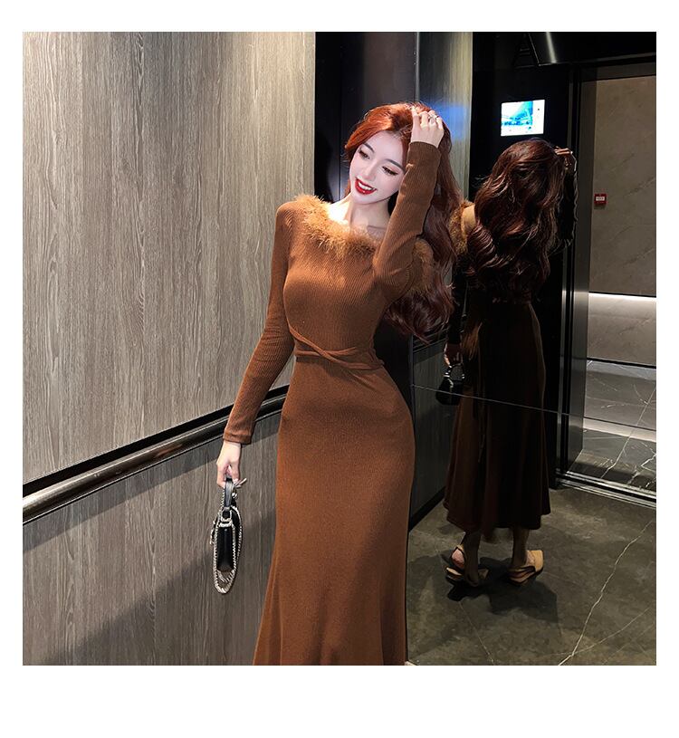 【dress】ファーネックワンピース　M18207