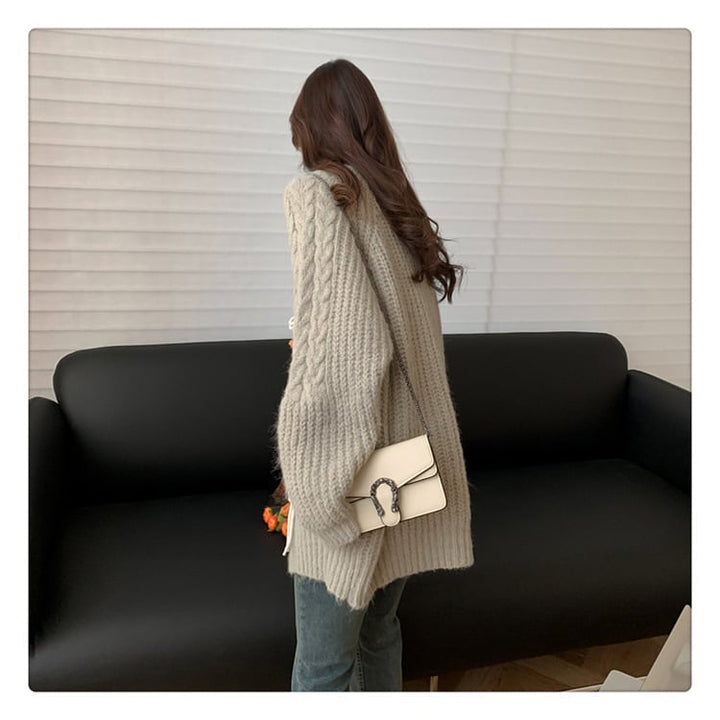 【outer】クルーネックニットカーデ　M18387