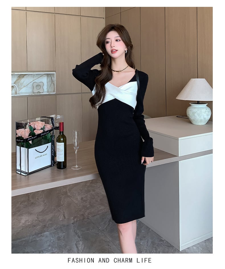 【dress】人気上昇中 chicファッションニットワンピース　M17606