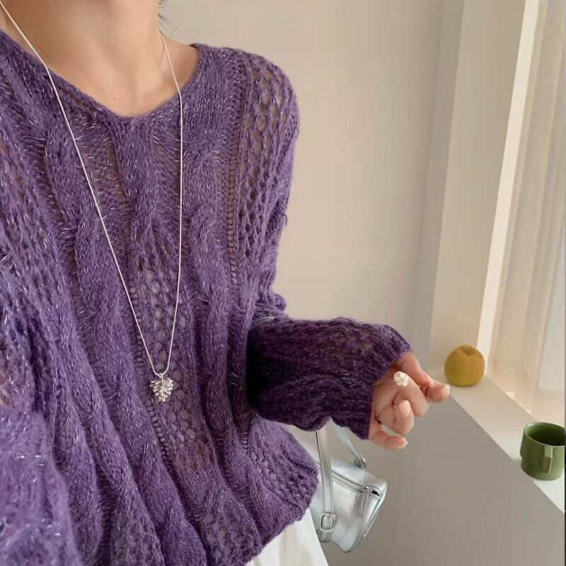 【tops】5色展開ニットトップス Q8155