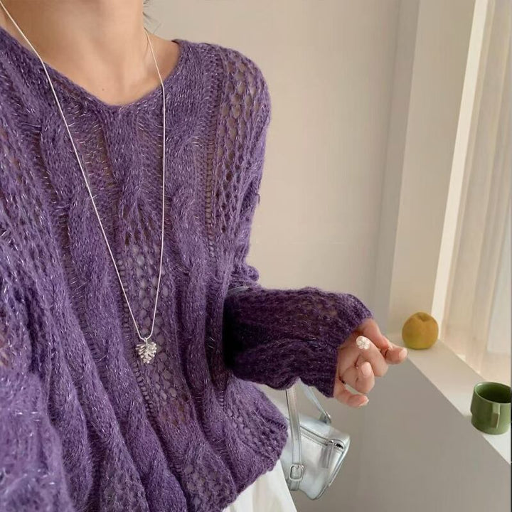 【tops】5色展開ニットトップス Q8155