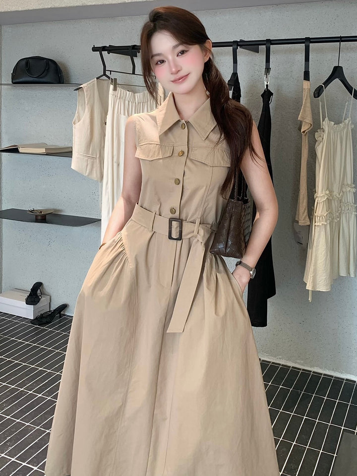 【dress】ノースリーブAラインワンピース Q8655
