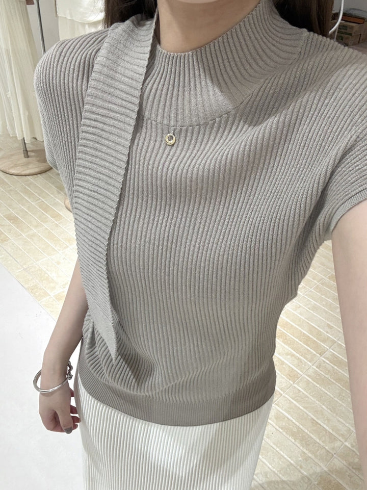 【tops】半袖ニットトップス Q9078